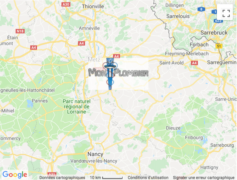 Nous situer autour de Metz - Mon Plombier Chauffagiste 57